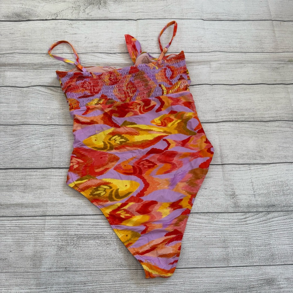 SEXY FARM Rio Orange & Pink Tie-Front One-Piece Swimsuit - Picture 6 of 9